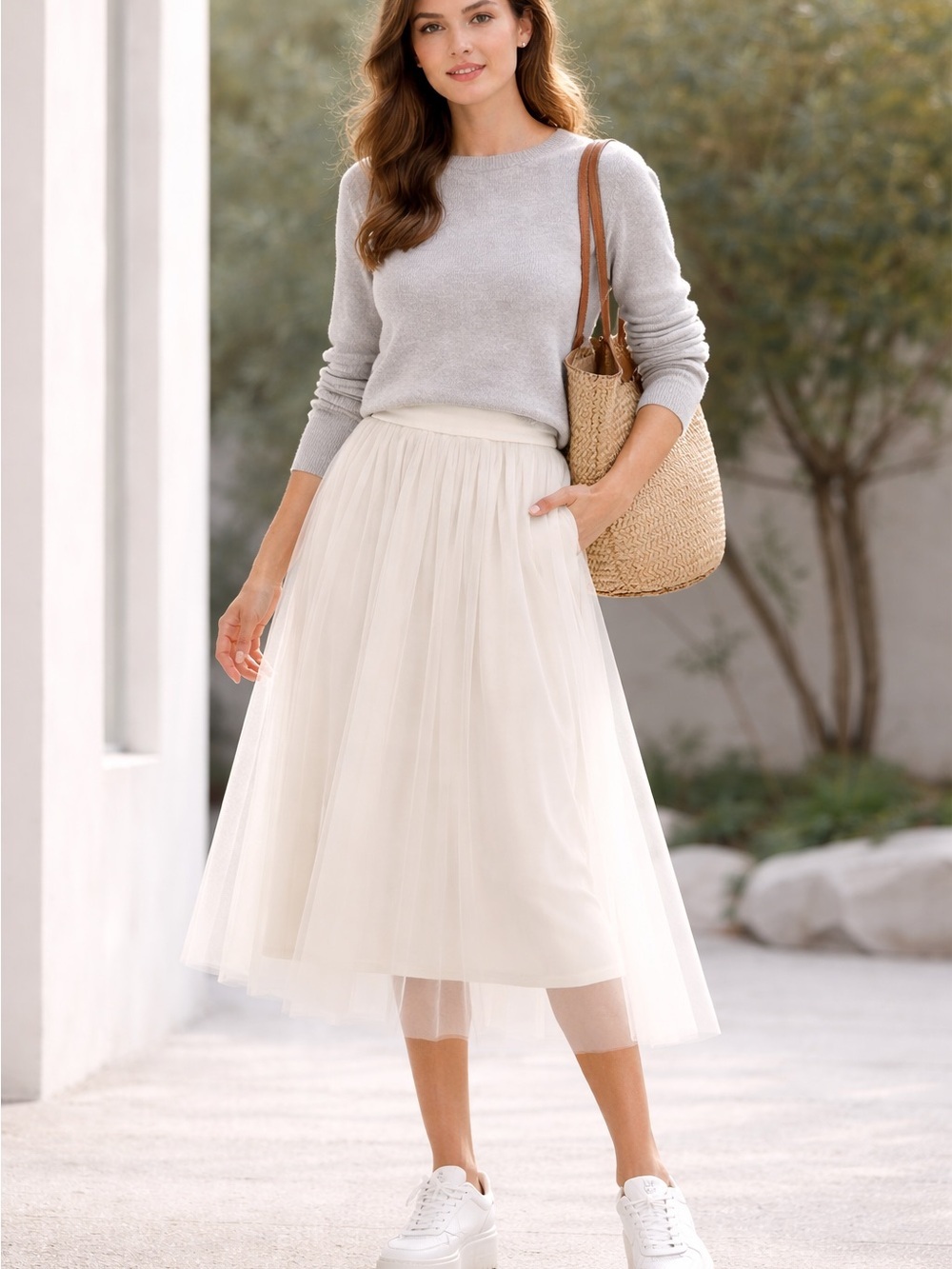 Serathinan Cashmere Layered Tulle Skirt Size Medium